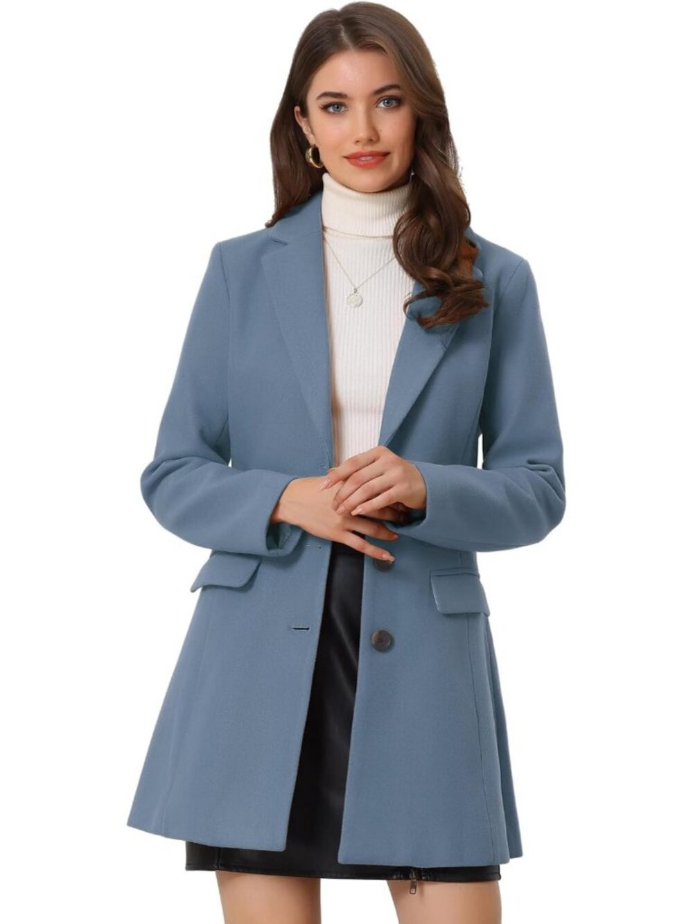 Chic Women's A-Line Peacoat, Single Breasted Winter Overcoat for Work & Casual
